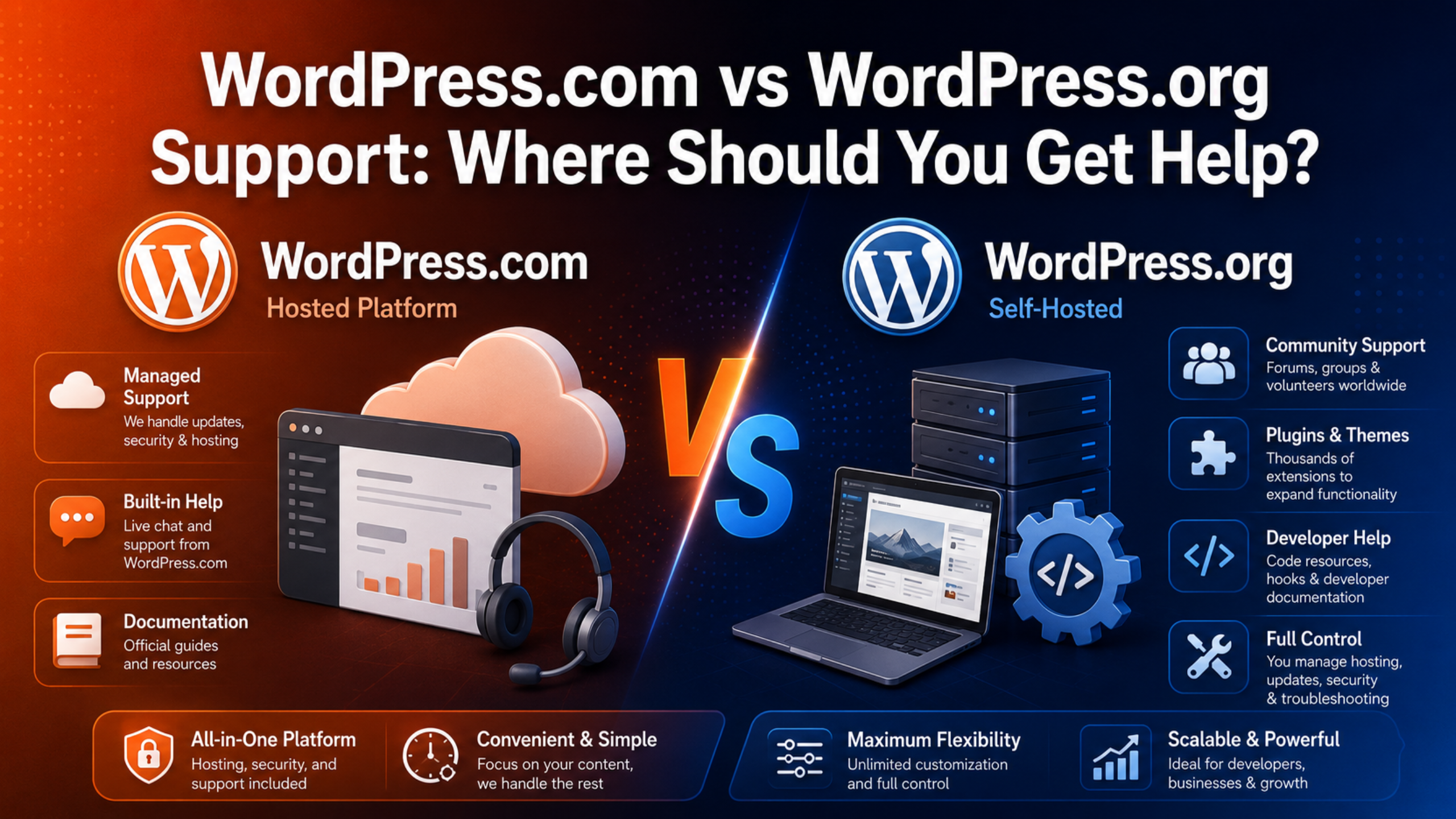 WordPress.com vs WordPress.org Support