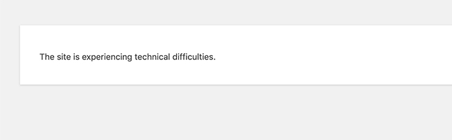 The site is experiencing technical difficulties